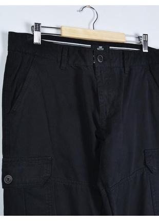 Threadbare 32 / чорні бавовняні вуличні чоловічі карго штани з кишенями8 фото