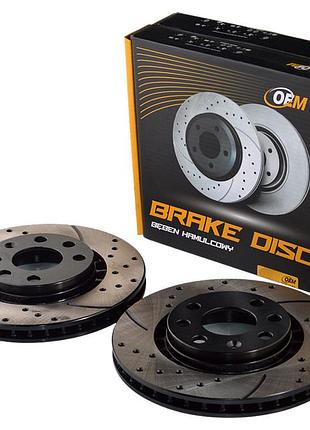Диск гальмівний передній daewoo lanos, nexia, espero; opel astra f, calibra, kadet, vectra 14" (вент.)  перфорація graphite line