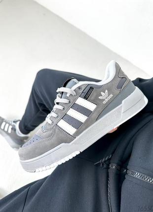 Натуральные замшевые кроссовки мужские adidas forum lov grey