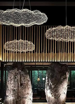 Дизайнерська декоративна срібна люстра-хмаринка led cloud