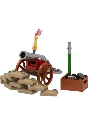 Пушка средневековая с мешками  для фигурок красный