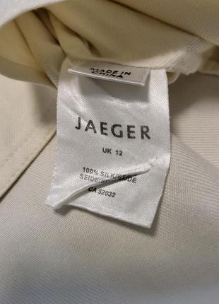 Jaeger, блуза, натуральный шелк, молочный цвет, рубашка, свровый шелк, на пуговицах, рукава воланы7 фото