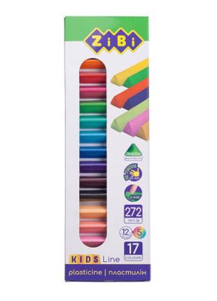 Пластилін zibi 17 кольорів (12 стандарт + 5 неон) 272 г (zb.6228)
