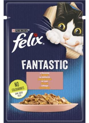 Вологий корм для кішок purina felix fantastic з лососем у желе 85 г (7613039832912)