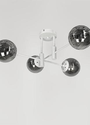 Люстра стельова в білому корпусі на 4 графітових плафони