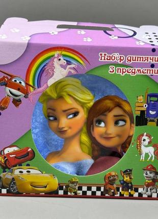 Набір дитячого посуду 3 елементи склокераміка крижане серце 3535-6 ельза