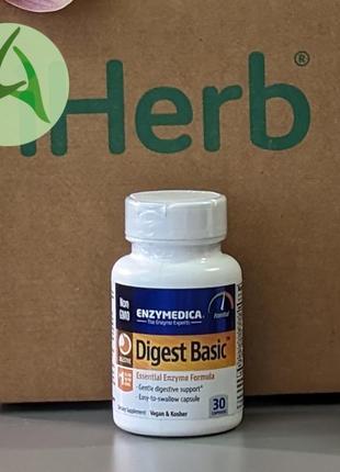 Enzymedica, digest basic, формула основных ферментов, 30 капсул