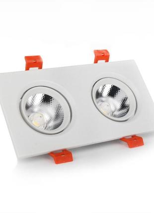 Led світильник стельовий подвійний 5wx2 4100к, кут повороту 45°, білий