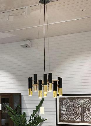Сучасна люстра з комбінованим кольором корпусу: глянцевий чорний та золото