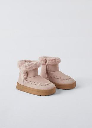 Шкіряні рожеві черевики на дівчинку zara new