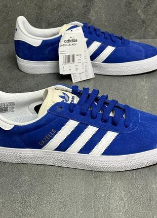Кожаные синие кроссовки adidas gazelle gw3194