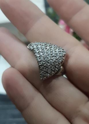 Серебряное кольцо, перстень с фианитами 21-22 размер