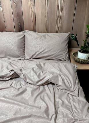 Постільна білизна з полісатину, сатиновий набір, беж, мокко, однотонна постільна...