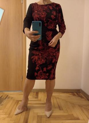 Трикотажное платье с драпировкой, размер 14