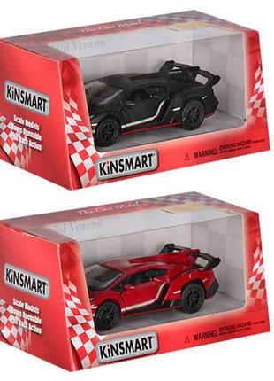 Дитяча колекційна машинка lamborghini veneno kt5367w інерційна  чорний