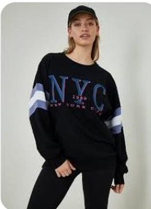💥1+1=3 стильний чорний світшот светр оверсайз nyc george, розмір 48 - 502 фото