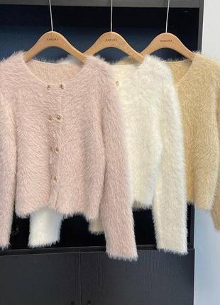 Пушистый теплый кардиган в нежных цветах💛