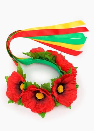 Вінок з маками, ободок для волос, український вінок