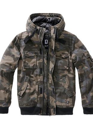 Мужская куртка brandit bronx jacket darkcam камуфляжная теплая демисезонная куртка брендит бронкс с капюшоном