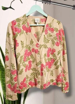 Кофта на ґудзиках кардиган laura ashley у квітковий принт 100% вовна