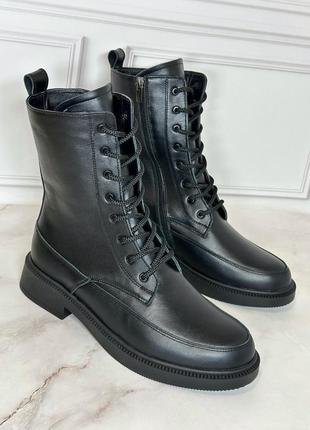Жіночі шкіряні черевики чорні натуральна шкіра осінь в наявності 42р 43и