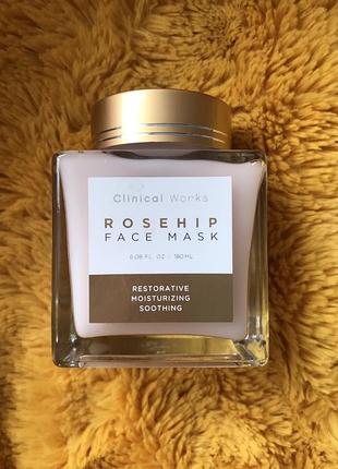 Маска для лица clinical works roseship face mask / увлажняющая маска для лица / успокаивающая маска для лица / восстанавливающая маска для лица