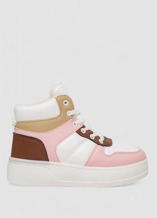 Кроссовки женские зимние на меху, цвет бело-розовый, 248rqt12