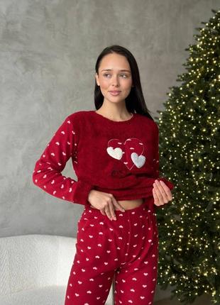 Теплая флисовая женская пижама