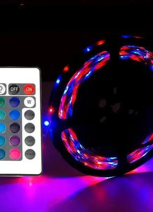 Комплект светодиодная лента многоцветная 3528 rgb комплект 5м c пультом6 фото