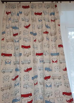 Шторы в детскую комнату с машинками, автобусами