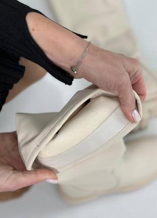 Бежевые сапоги трубы цвет- беж материал- эко матовая кожа утеплитель флис4 фото