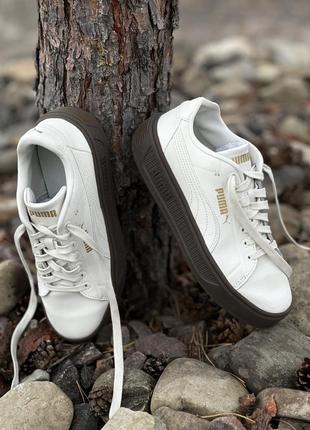 Классические белые кожаные кроссовки puma