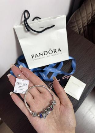 Pandora браслет оригинал с шармами шармы серебряный набор комплект шарм пандора с сердцем