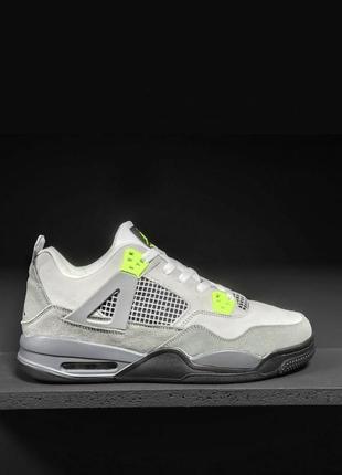 Кроссовки nike air jordan 4 retro grey green black winter fur