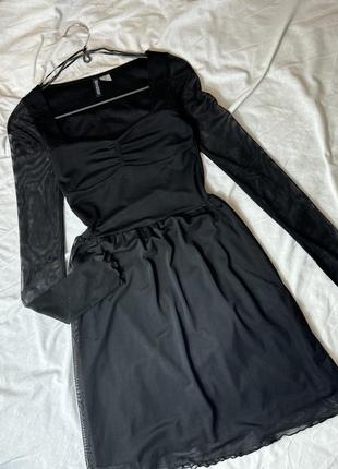 Черное мини платье h&m