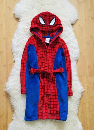 5-6 рок 116-122 зріст disney людина - павук. spiderman флісовий, махровий, пухнастий халат теплий, б