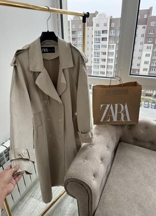 Пальто тренч zara эко замш