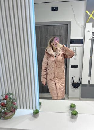 Пальто зимнее теплое стильное. куртка длинная с капюшоном4 фото