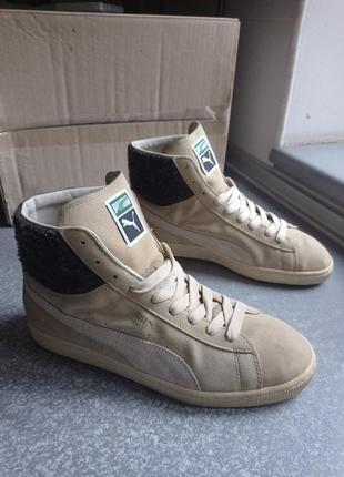 Кросівки кеди ess puma suede mid city semolina/white swan