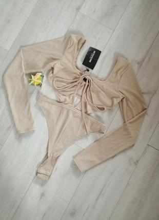 Новый шикарный боди в рубчик от prettyllttlething, pp 14.