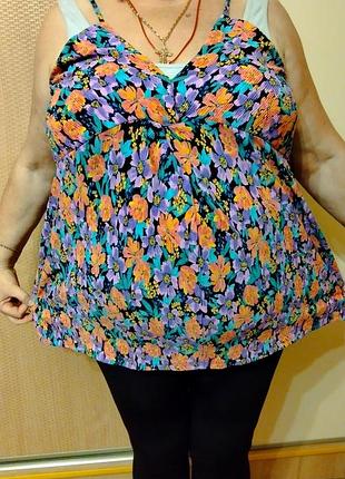 Легкая удлиненная маечка блузка на бретелях tu