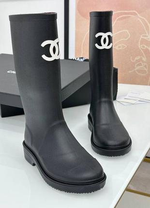 Сапожки гумові в стилі chanel Sortija чорні