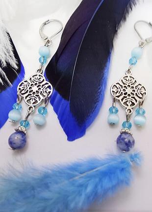 Кульчики . сережки. авторські прикраси.  "блаватні волошки".