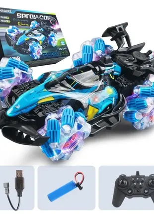 Гоночная машинка на пульте управления с эффектом пара подсветкой и звуковыми эффектами 21016 синий