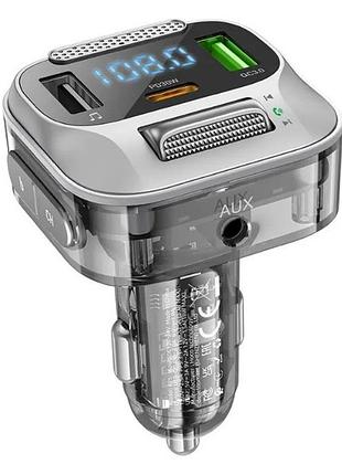 Автомобильный fm модулятор трансмиттер hoco e75 2usb/type-c pd30w с быстрой зарядкой