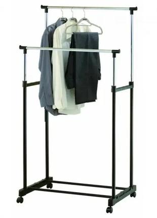 Телескопічна стійка-вішалка для одягу — double pole clothes horse3 фото