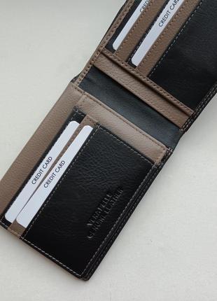 Портмоне гаманець borgo etruschi натуральна шкіра чорний тауп коричневий комбінований2 фото