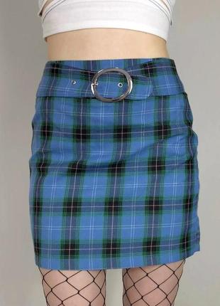 Брендовая юбка мини "topshop" в клетку. размер uk10/eur38.