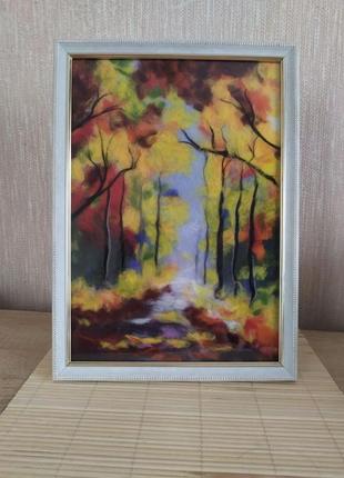 Картина из шерсти, шерстяная акварель