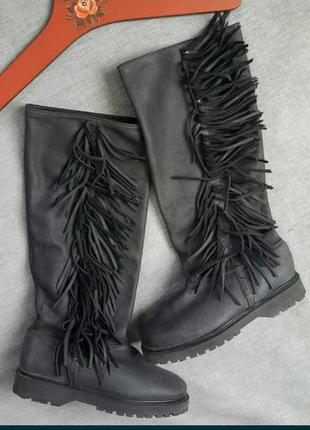 Cha сапоги зимние матовые кожаные